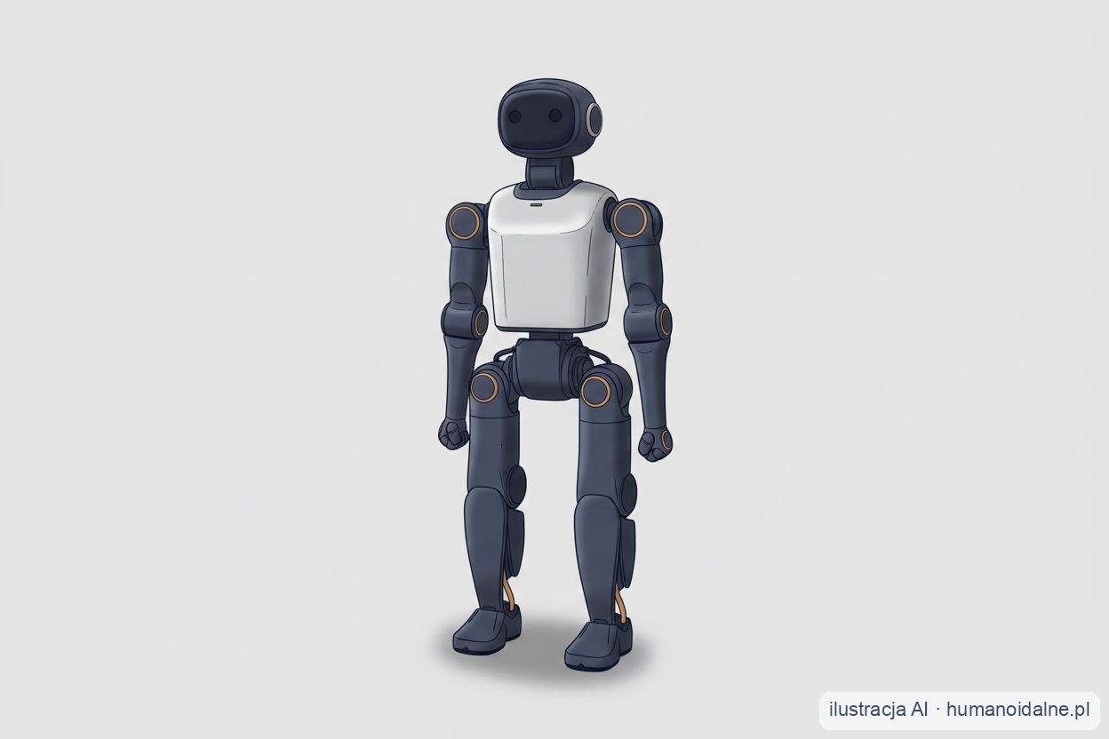 Ilustracja robota humanoidalnego Booster K1 — mały humanoid edukacyjny z białym korpusem (grafika AI)