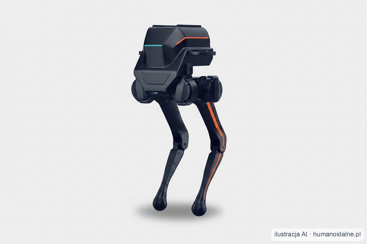 Ilustracja robota dwunożnego LimX Dynamics TRON1 — platforma badawcza z nogami o stopach punktowych (grafika AI)