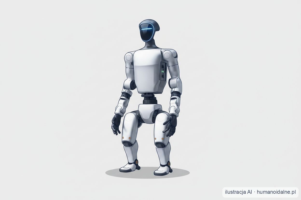Ilustracja robota humanoidalnego Unitree G1 EDU — kompaktowy biało-szary humanoid w wersji rozwojowej (grafika AI)